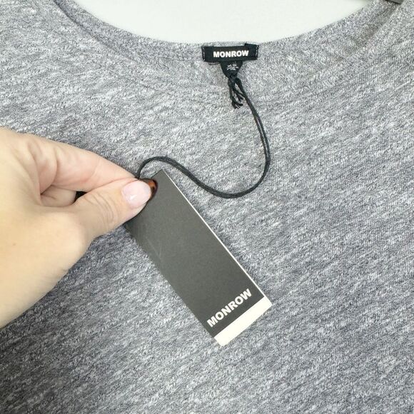 MONROW | REVOLVE Gray Split Sleeve Shirred Mini Dress NEW Women’s Size X-Small - Picture 7 of 10